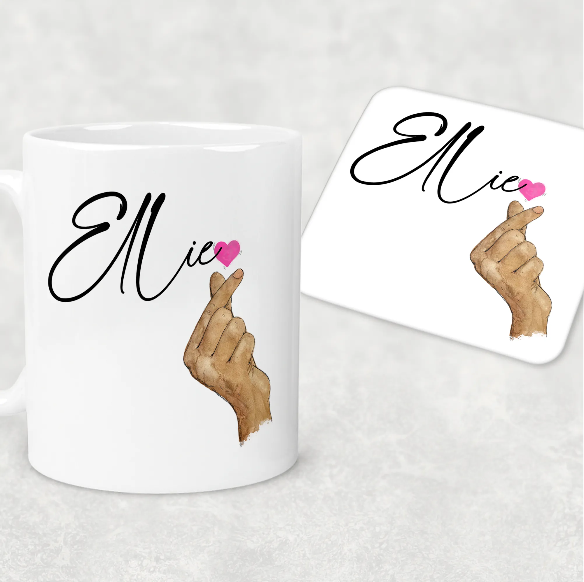 I Love You Korean Sign Language Personalised Mug & Coaster