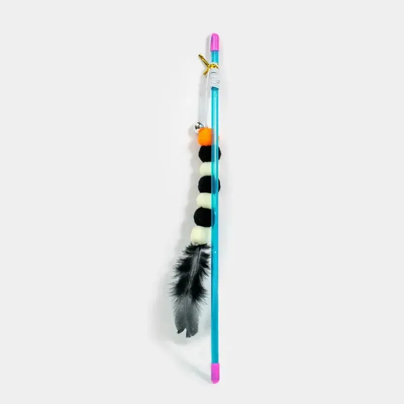 Interactive Cat Wand with Feathers and Bells