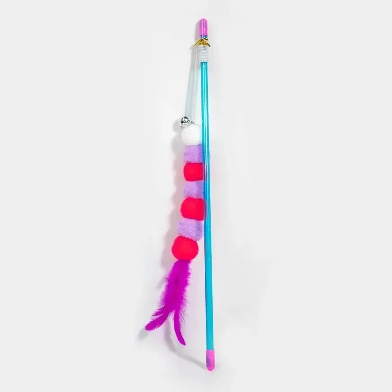 Interactive Cat Wand with Feathers and Bells