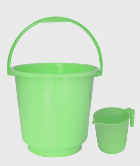 Kuber Industries 2 Pieces Plastic Bathroom Bucket & Mug Set (Green)