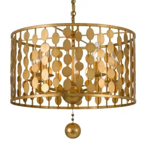 LAYLA 5 LIGHT CHANDELIER, ANTIQUE GOLD