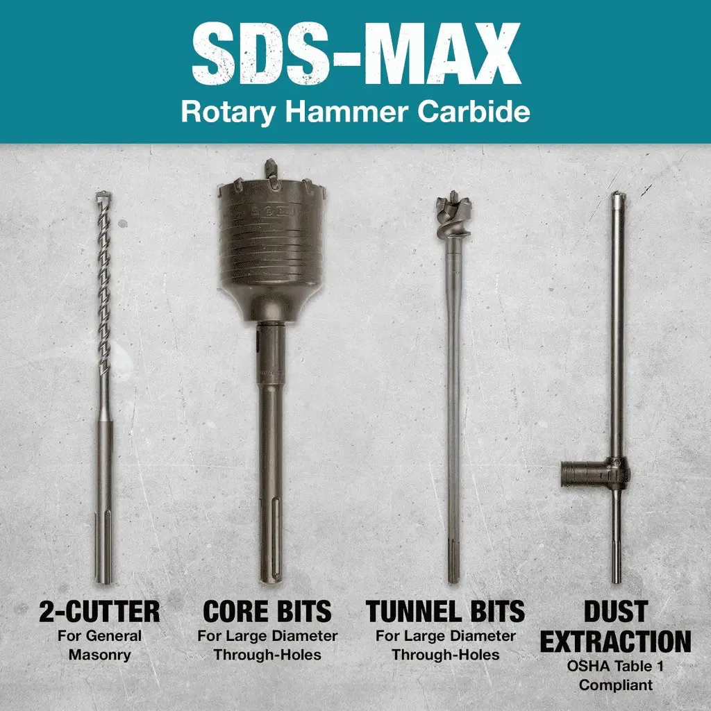 Makita 1-1/8" x 21" SDS-MAX Carbide Drill Bit, 6-Cutter