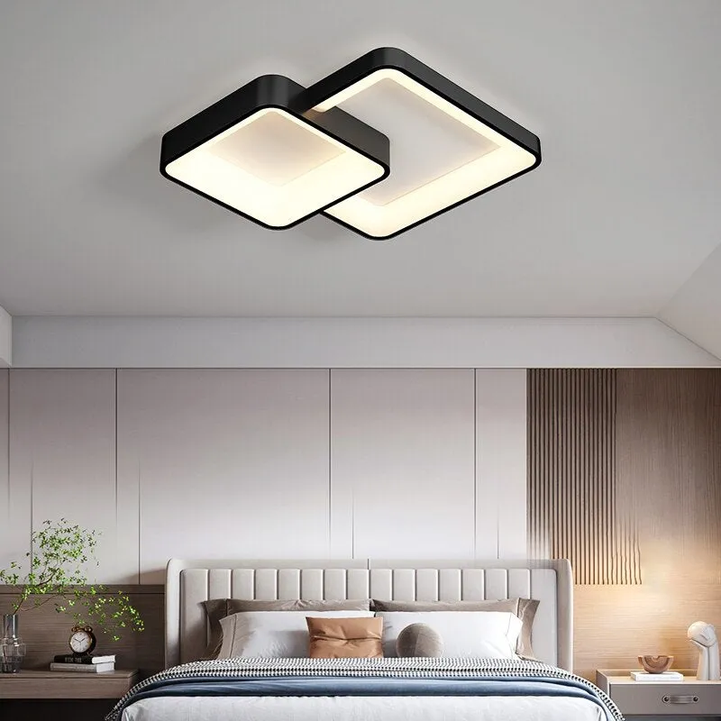 Minimalist Square Living Room Chandeliers Simple Modern Home Lamp Atmosphere Bedroom Ledlamp Creative Geometric Ceiling Lights