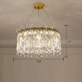 Modern Crystal Drum Suspension Light for Bedroom