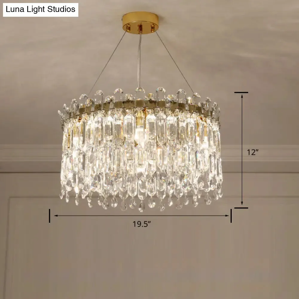 Modern Crystal Drum Suspension Light for Bedroom