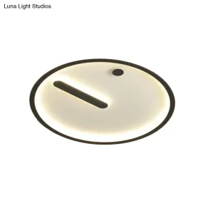 Modern LED Circle Flush Mount Metallic Ceiling Light in Black & White, 12"/16"/19.5" Wide, Warm/White Illumination