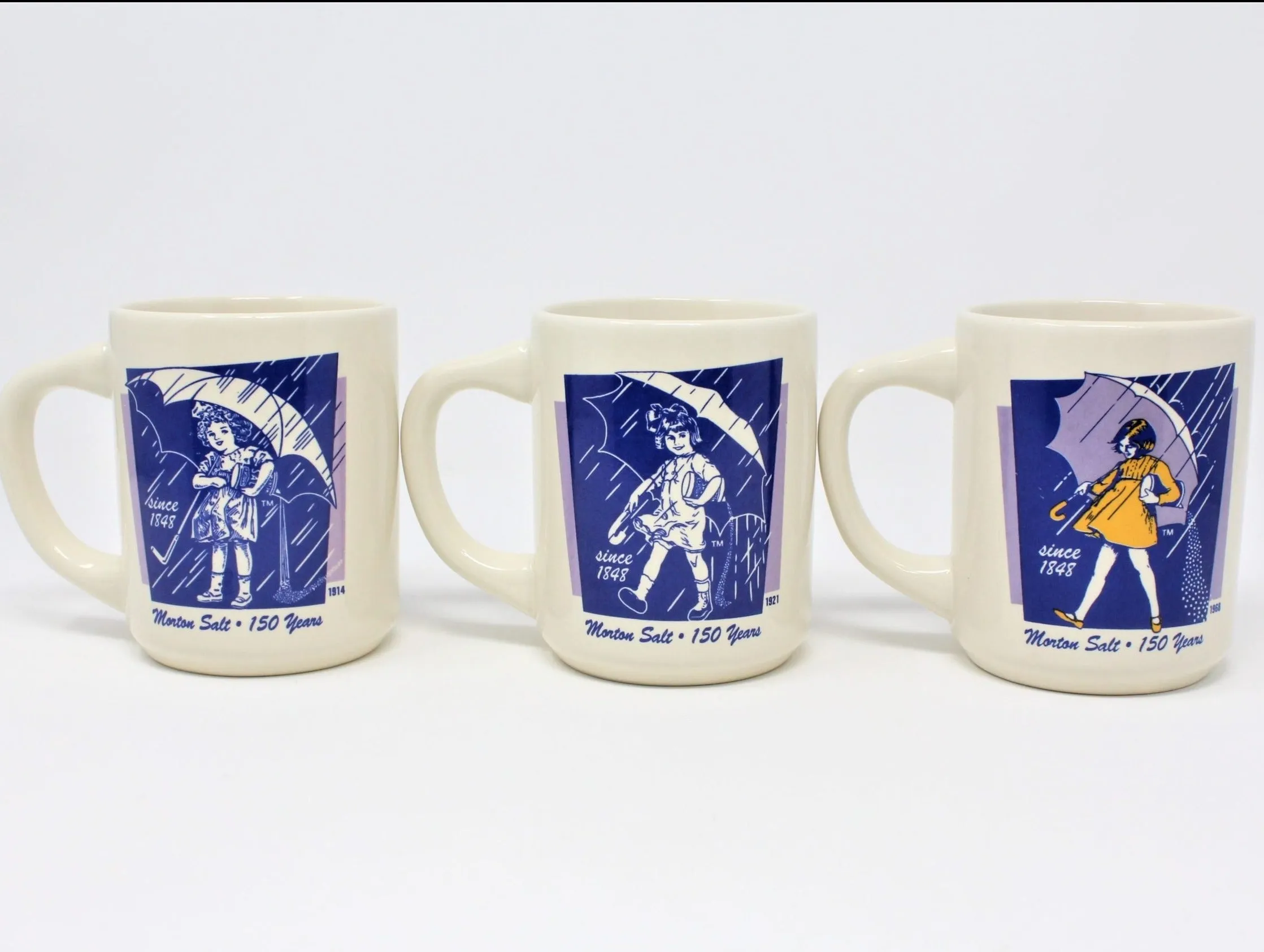 Mugs, Morton Salt Girls, Bryans China, Set of 3, Vintage