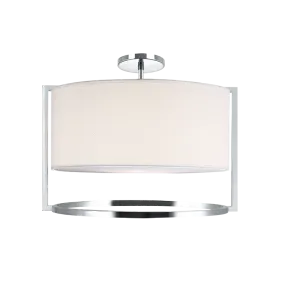 Nagashi Chrome Metal with Fabric Shade 3 Light Flush Mount