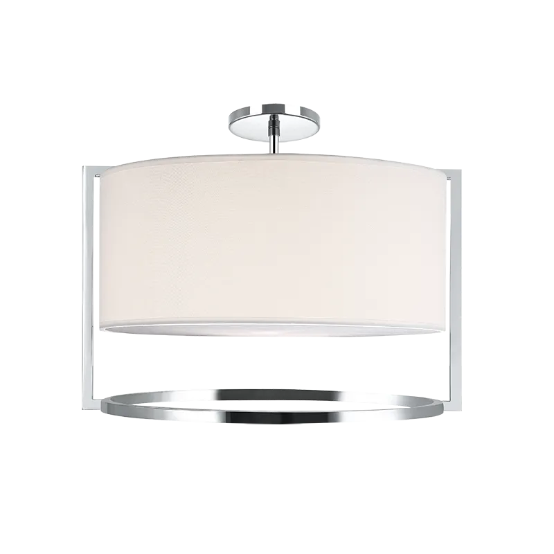 Nagashi Chrome Metal with Fabric Shade 3 Light Flush Mount