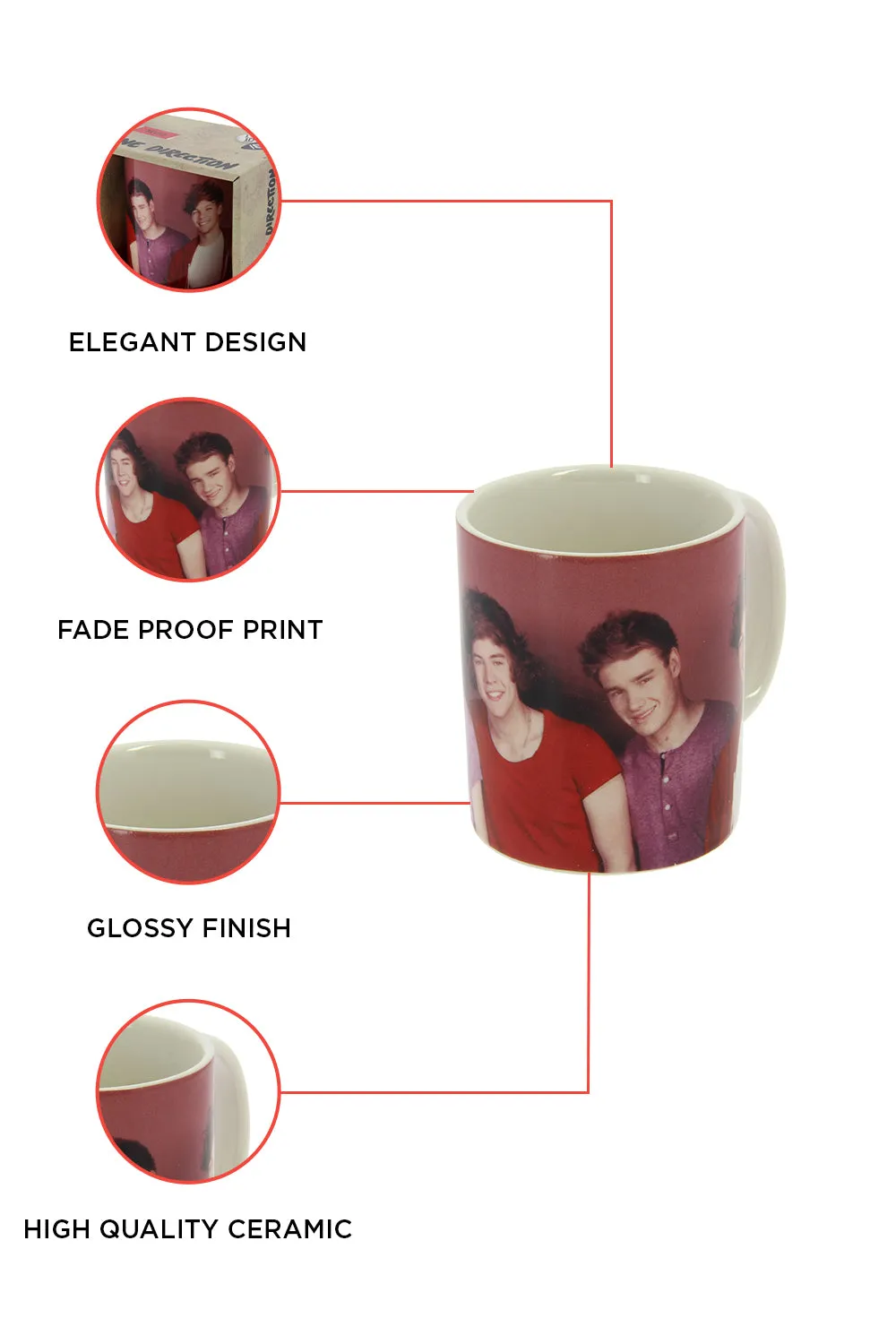 One Direction Gold Ceramic Mug with Gift Box