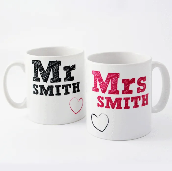 Personalised Mr and Mrs Mug Set