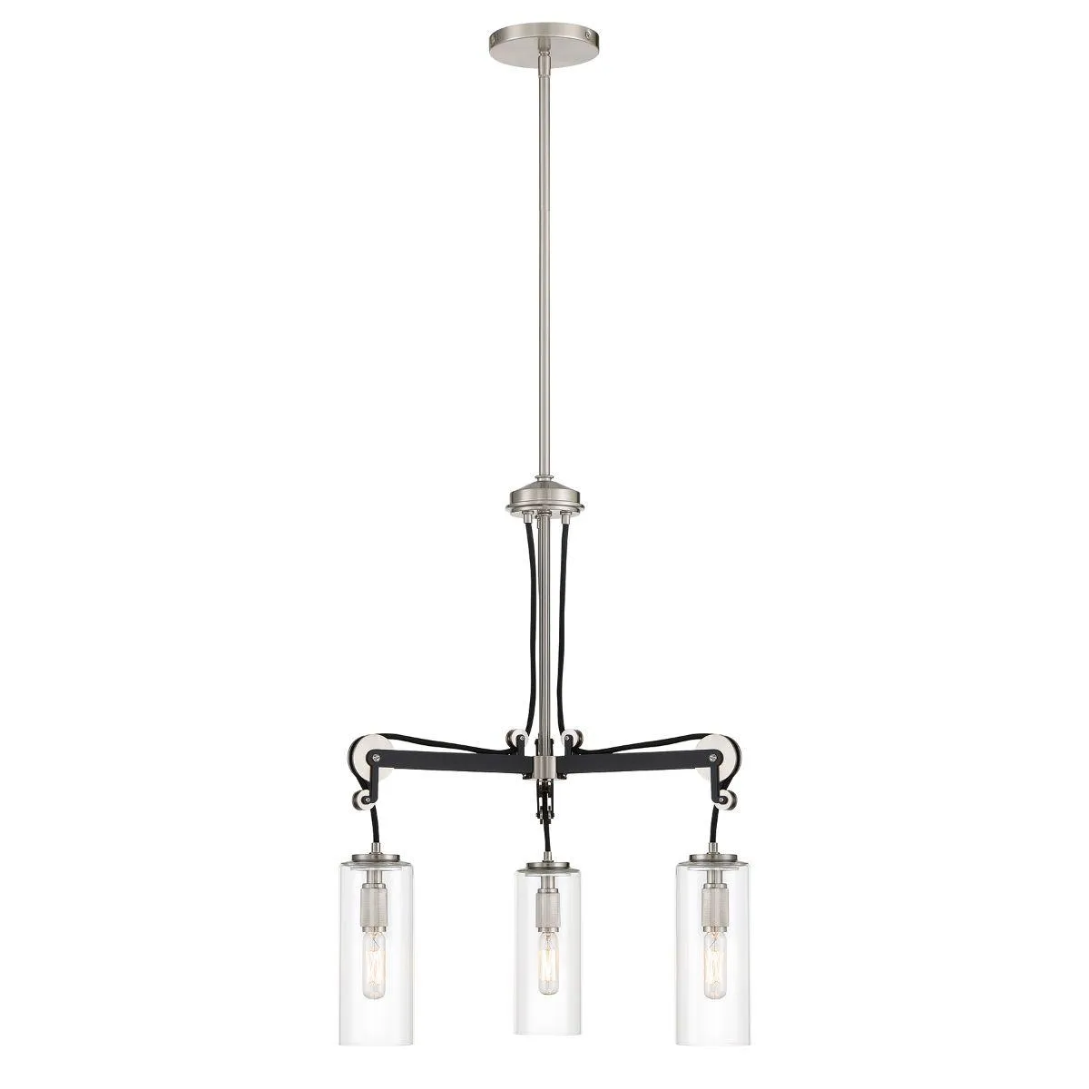 Pullman Junction 20 in. 3 Lights Chandelier Brushed Nickel & Black finish