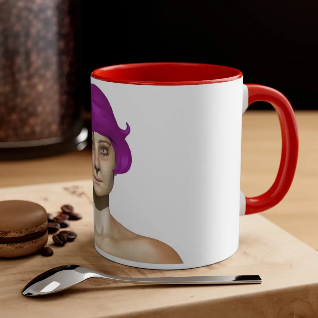 Purple Hair Girl Accent Coffee Mug, 11oz