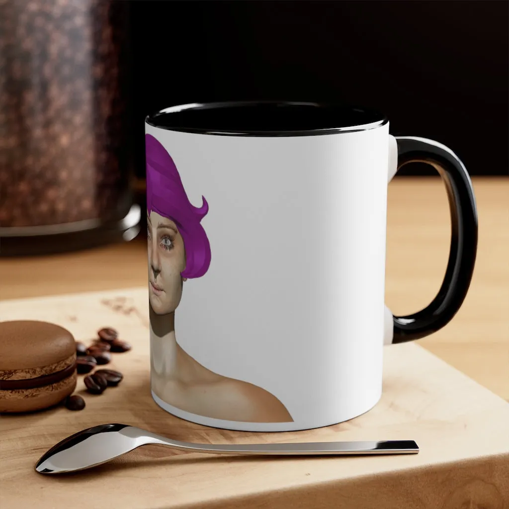 Purple Hair Girl Accent Coffee Mug, 11oz