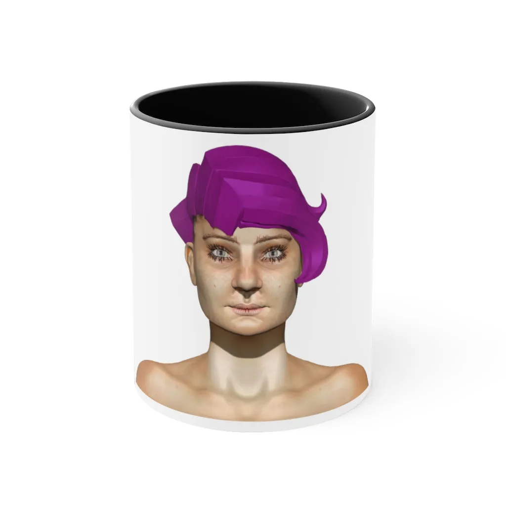 Purple Hair Girl Accent Coffee Mug, 11oz