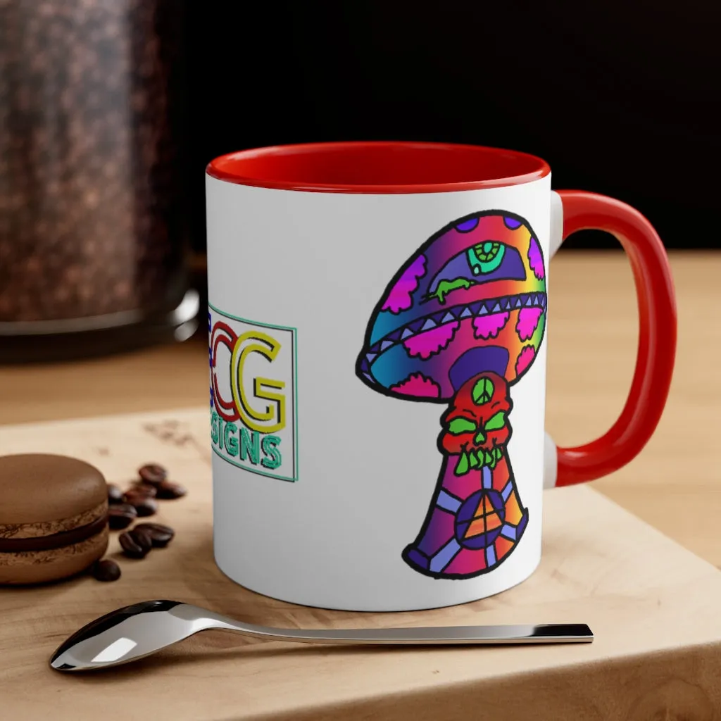 Rainbow Skull Shroom Accent Coffee Mug, 11oz