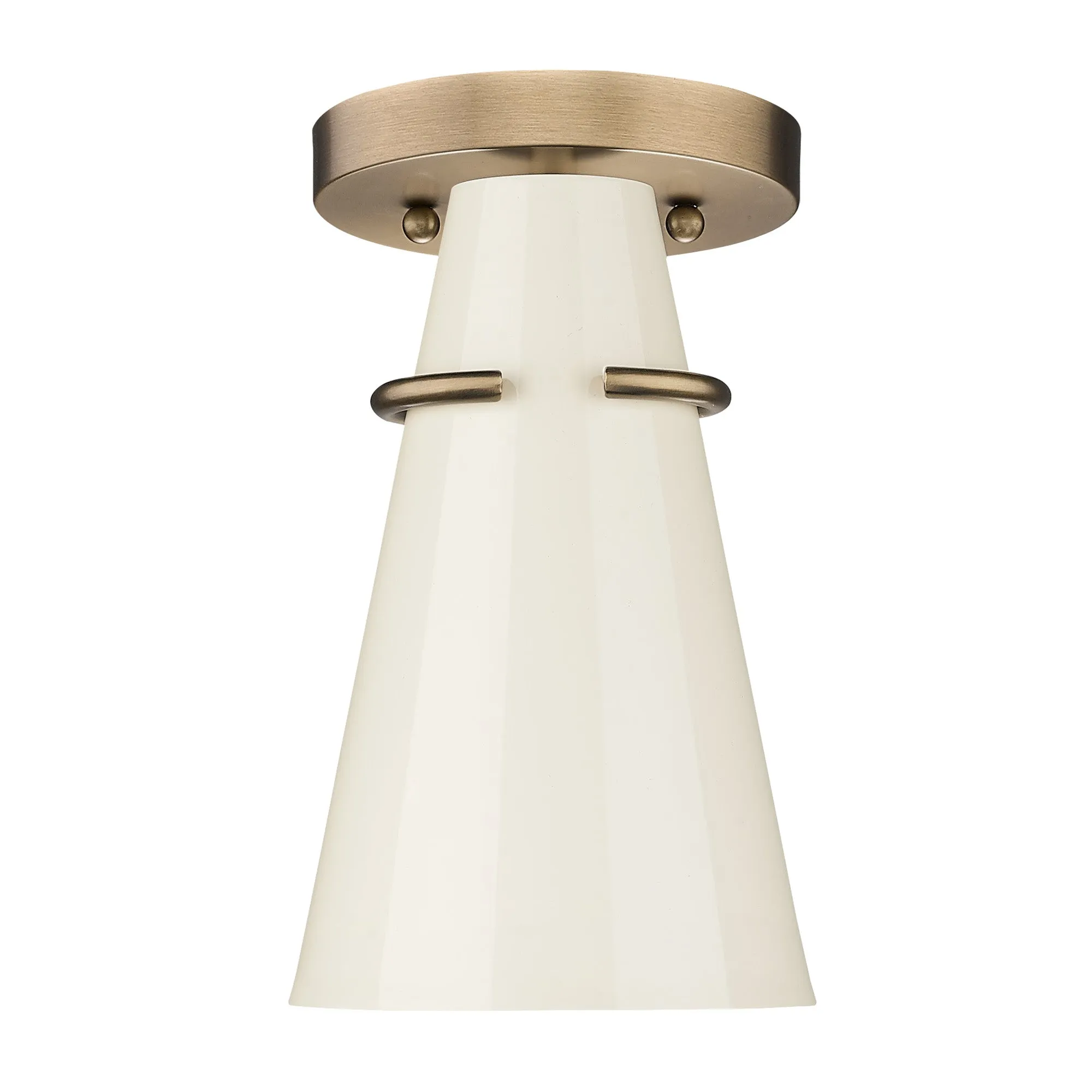 Reeva Semi-Flush in Modern Brass with Glossy Ecru Shade