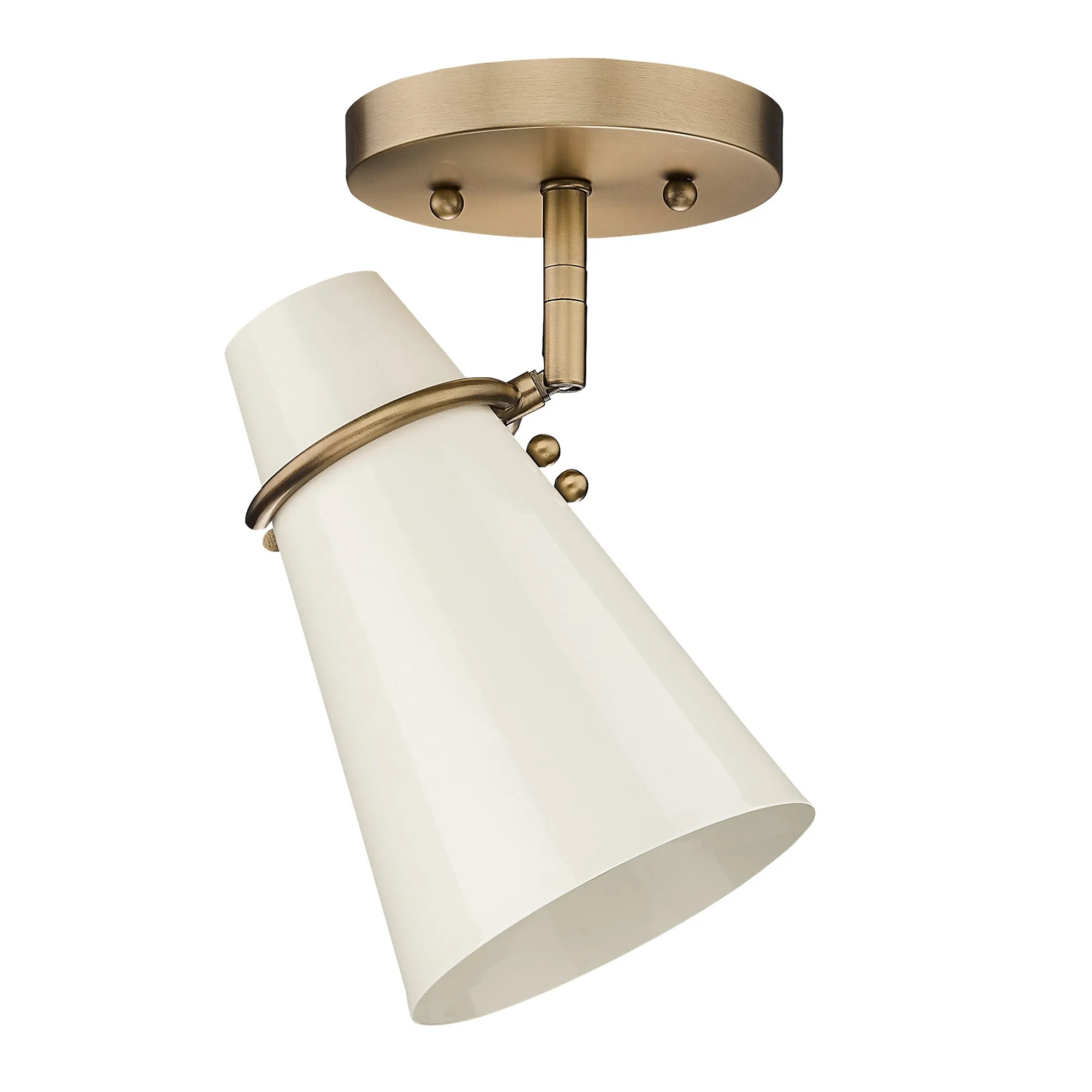 Reeva Semi-Flush in Modern Brass with Glossy Ecru Shade