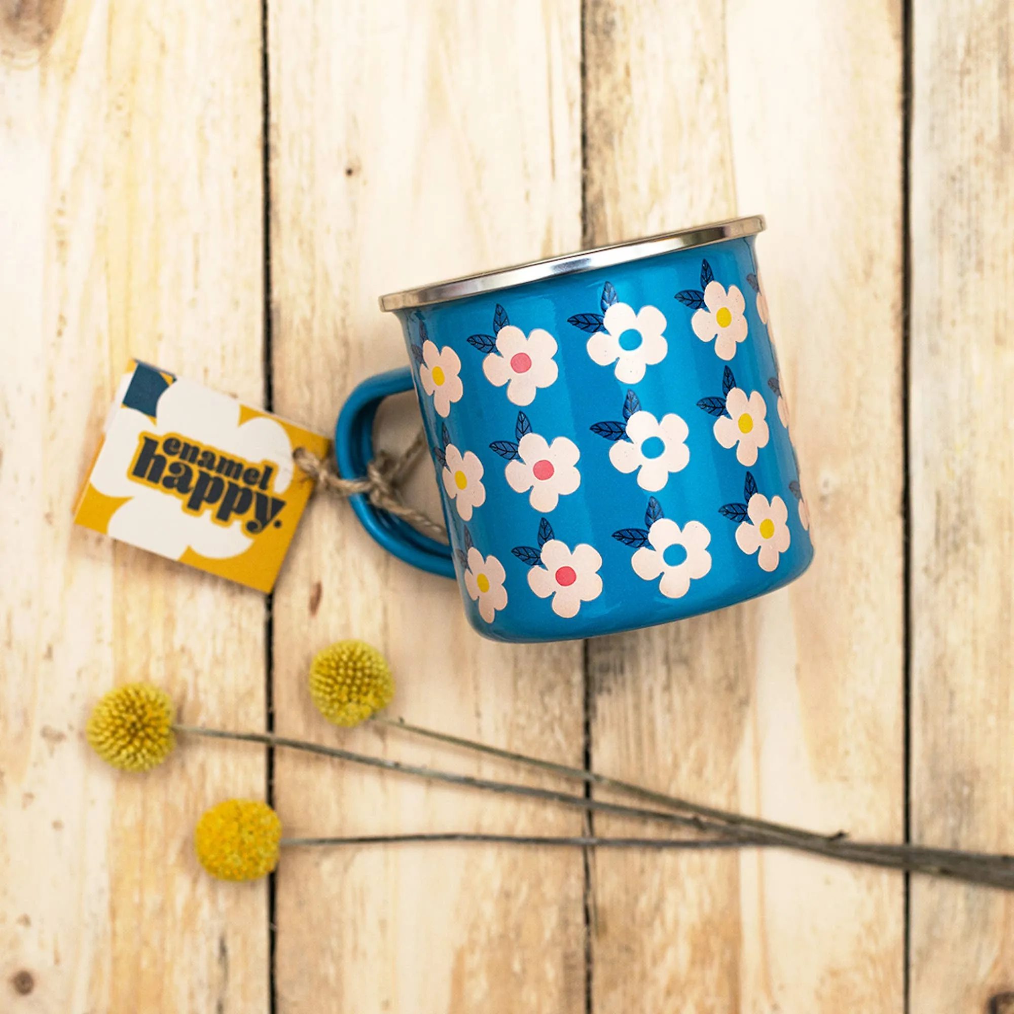 Retro Floral Enamel Mug