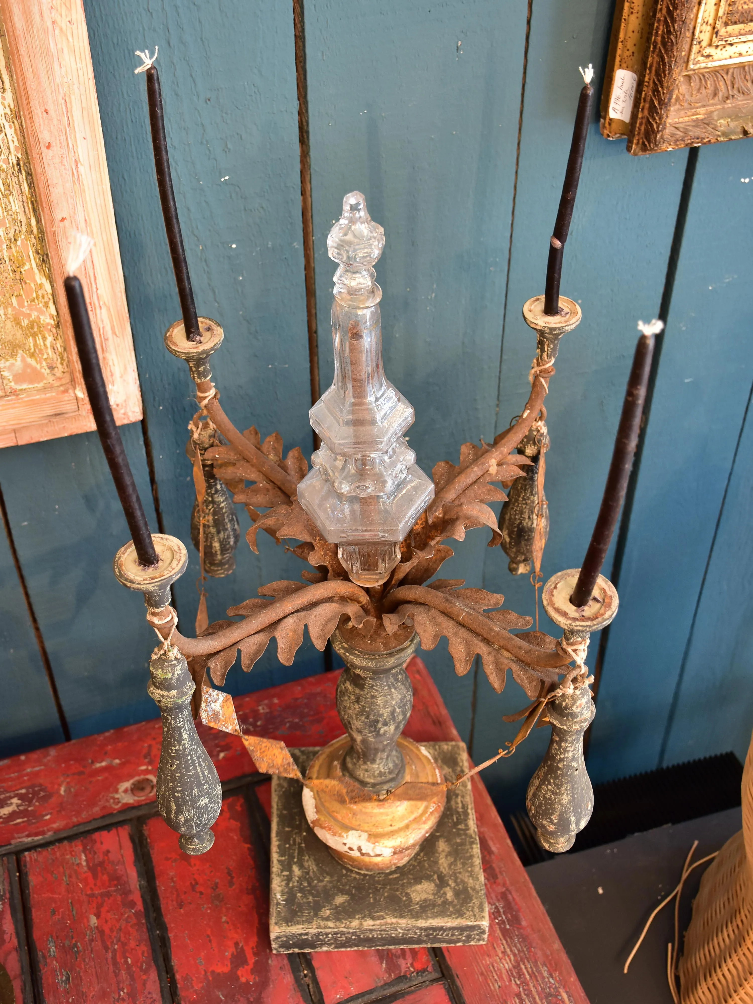 Salvaged antique candelabra