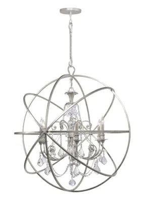 SOLARIS 6 LIGHT SPECTRA CRYSTAL SPHERE CHANDELIER, SILVER