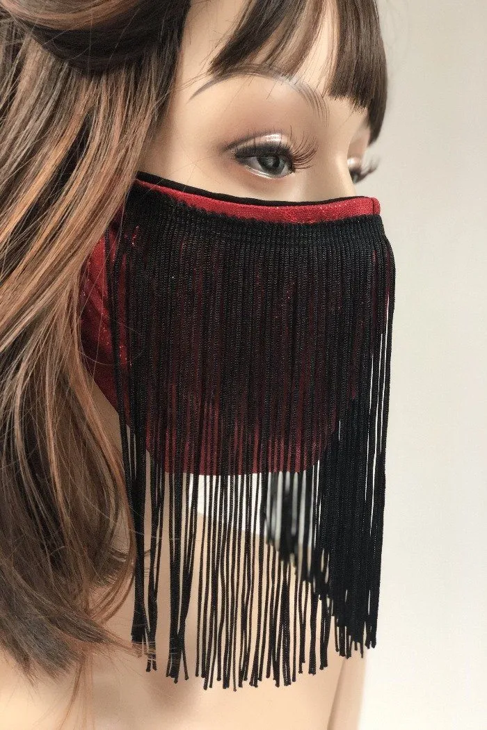 Spandex & 100% Cotton Fringed Face Mask