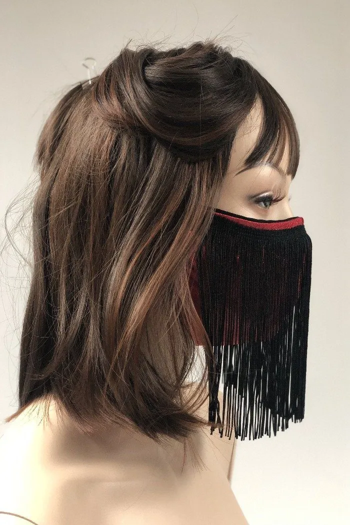 Spandex & 100% Cotton Fringed Face Mask