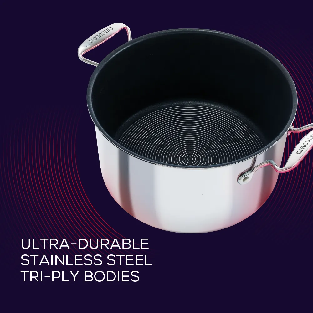 SteelShield™ Polished Stainless Steel Hybrid Non-Stick Stockpot & Lid - 7.6L