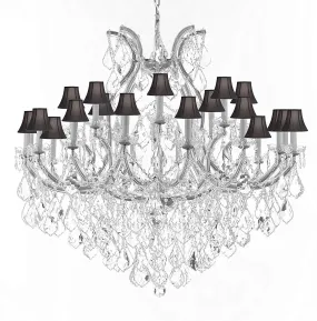 Swarovski Crystal Trimmed Chandelier Lighting Chandeliers H46" X W46" Dressed with Large, Luxe Crystals! - Great for The Foyer, Entry Way, Living Room, Family Room & More! w/Black Shades - A83-B90/CS/BLACKSHADES/2MT/24 1SW