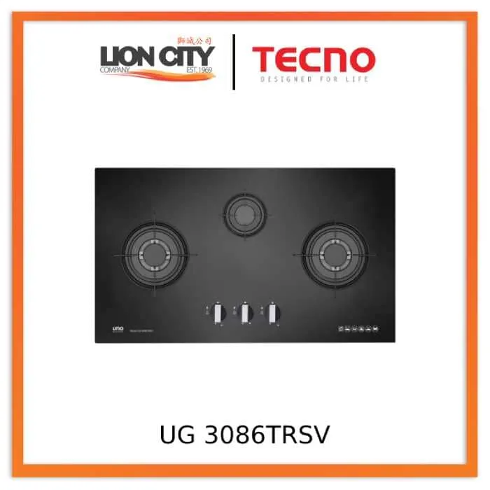 Tecno Uno UG 3086 TRSV Toughened Glass Hob Black 86cm