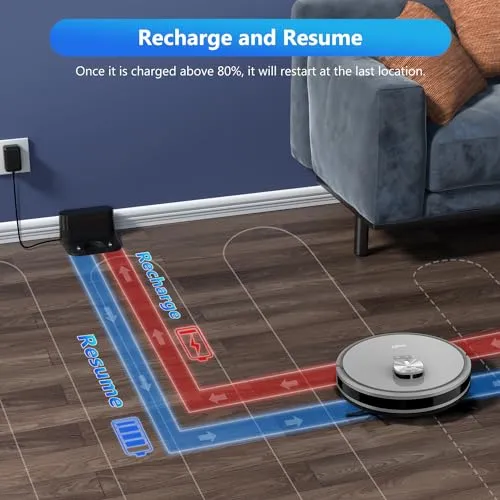 Tikom Robot Vacuum and Mop Combo L9000, LiDAR Navigation, 4000Pa Robotic Vacuum Cleaner, Up to 150Mins, Smart Mapping, 14 No-go Zones, Good for Pet Hair, Carpet, Hard Floor, Gray