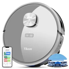 Tikom Robot Vacuum and Mop Combo L9000, LiDAR Navigation, 4000Pa Robotic Vacuum Cleaner, Up to 150Mins, Smart Mapping, 14 No-go Zones, Good for Pet Hair, Carpet, Hard Floor, Gray