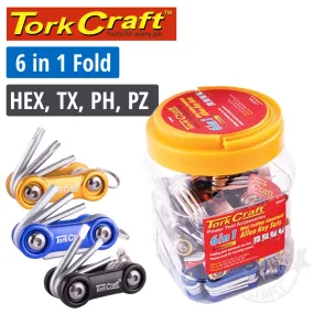 TORK CRAFT ALUMINIUM MINI FOLDING KEY SETS X30 PER JAR HEX. TORX. PH & PZ NT0569