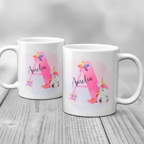 Unicorn Alphabet Watercolour Mug