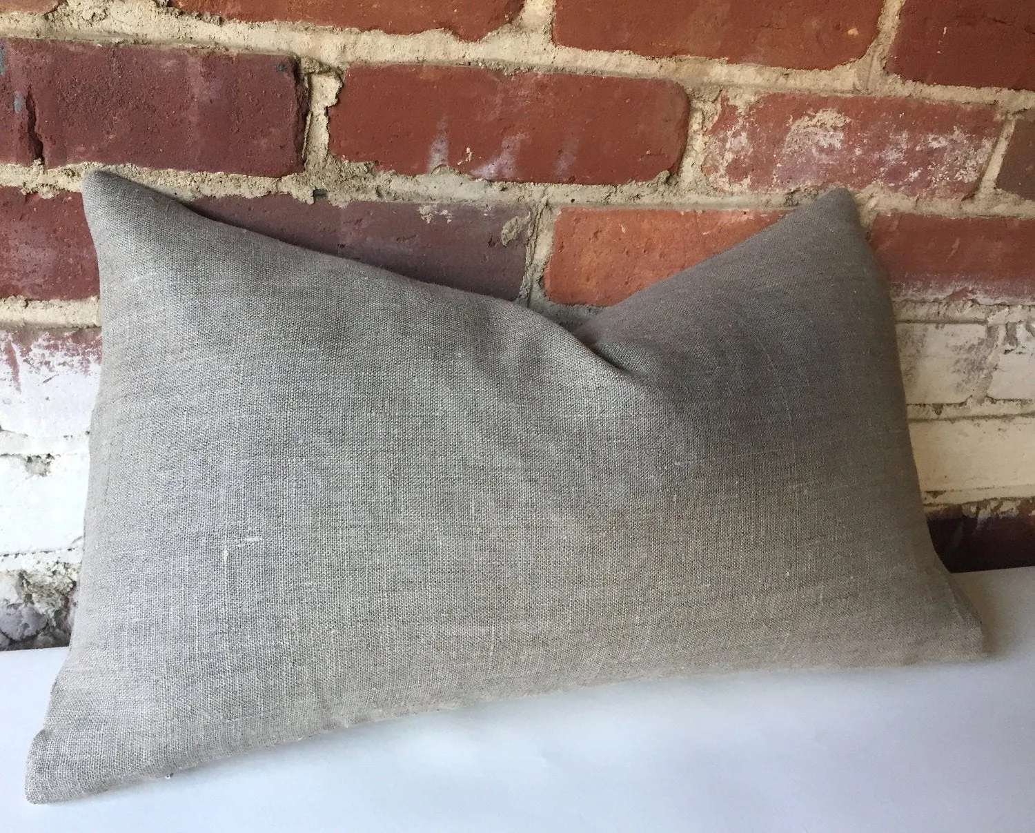 Warm Grey Pillow Cover in Belgian Linen Zipper pillow cover Natural Undyed Flax Linen Pillow Cover