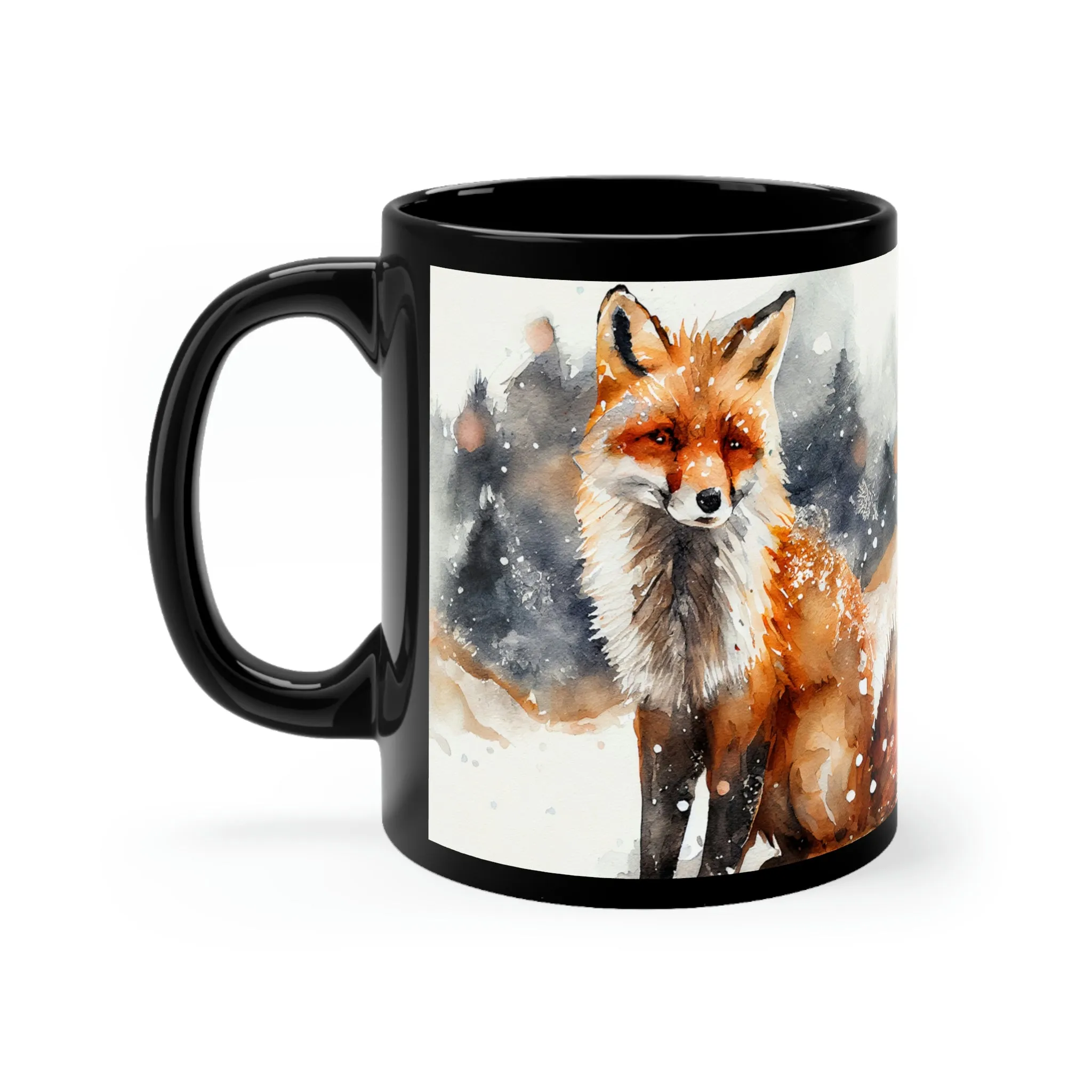 Winter Fox 02 - Black mug 11oz