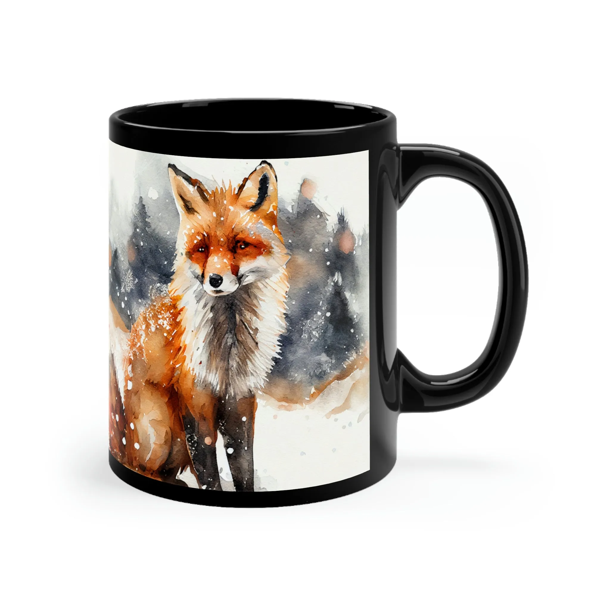 Winter Fox 02 - Black mug 11oz