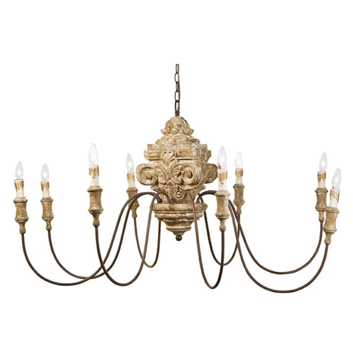 WOOD CARVED CHANDELIER