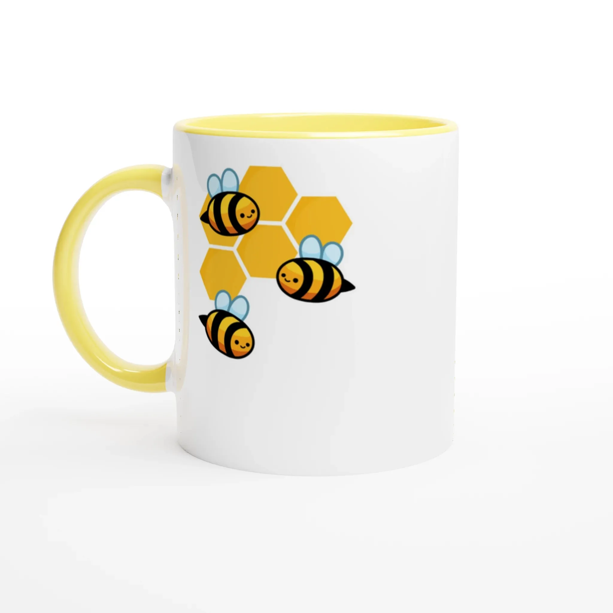 Yellow Honeycomb and Bees Ceramic Mug